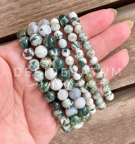 Moss Agate/Tree Agate Mix Stretchy Crystal Bracelet
