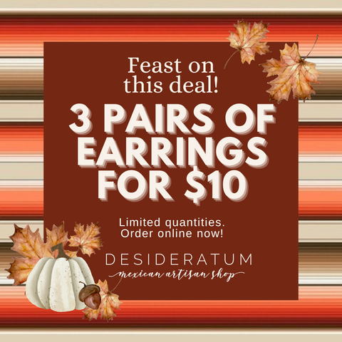 Thanksgiving Special! 3 Pairs of Earrings for $10