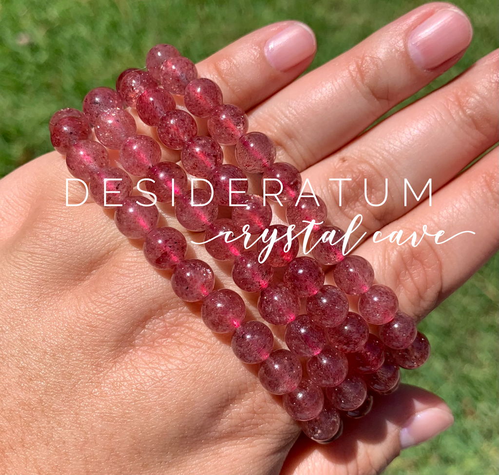 Strawberry Quartz 8mm Crystal Bracelet Artesania Desideratum